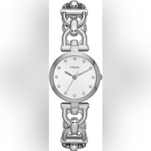 Fossil Olive Silver-tone Dial Stainless Steel Link Bracelet Ladies Watch women